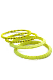 Vogue Crafts and Designs Pvt. Ltd. manufactures Beaded Yellow Bangle Stack at wholesale price.