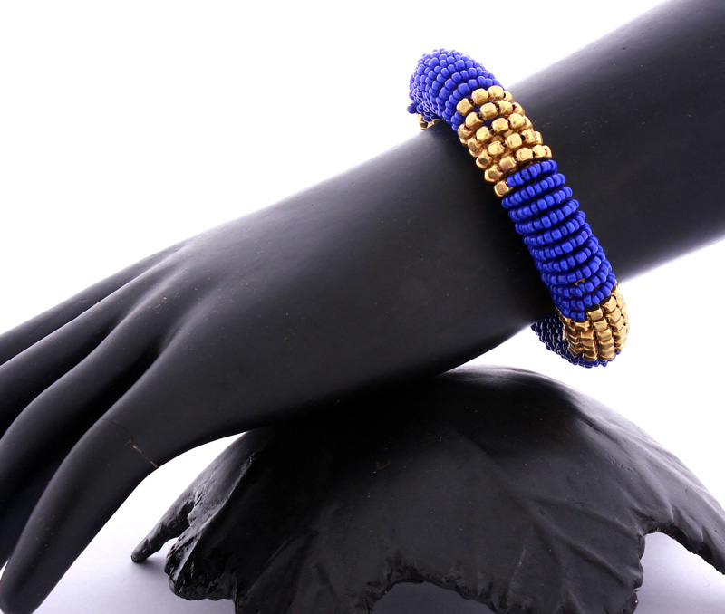 Vogue Crafts & Designs Pvt. Ltd. manufactures Blue Coiled Bracelet at wholesale price.