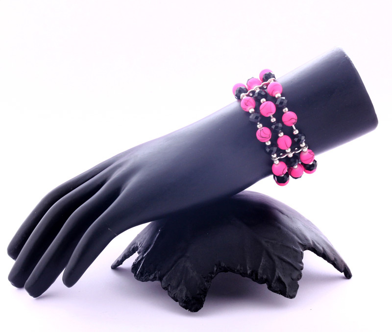 Vogue Crafts & Designs Pvt. Ltd. manufactures Neon Pink and Black Crystals Bracelet at wholesale price.