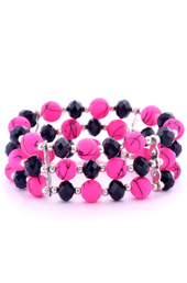 Vogue Crafts and Designs Pvt. Ltd. manufactures Neon Pink and Black Crystals Bracelet at wholesale price.
