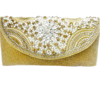 Vogue Crafts & Designs Pvt. Ltd. manufactures Pearly Gold Clutch at wholesale price.