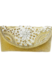 Vogue Crafts and Designs Pvt. Ltd. manufactures Pearly Gold Clutch at wholesale price.