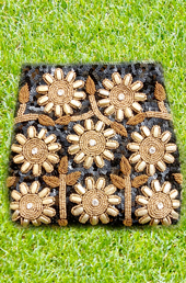 Vogue Crafts and Designs Pvt. Ltd. manufactures Black Sunflower Clutch at wholesale price.