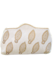 Vogue Crafts and Designs Pvt. Ltd. manufactures White Paisley Clutch at wholesale price.