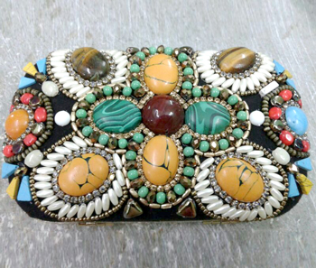 Vogue Crafts & Designs Pvt. Ltd. manufactures The Earthy-Stoned Clutch at wholesale price.