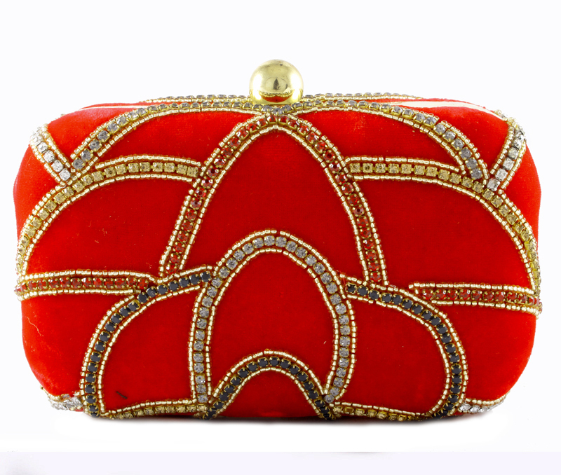 Vogue Crafts & Designs Pvt. Ltd. manufactures Red Evening Clutch at wholesale price.