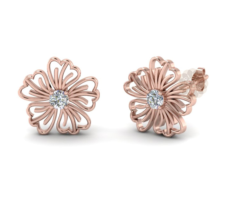 Buy Rose Gold Flower Stud Earrings At Wholesale Prices