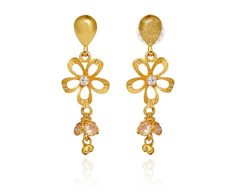 Buy Gold Flower Dangler Earrings At Wholesale Prices