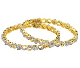 Vogue Crafts and Designs Pvt. Ltd. manufactures Designer Gold and Diamond Pair of Bangles at wholesale price.