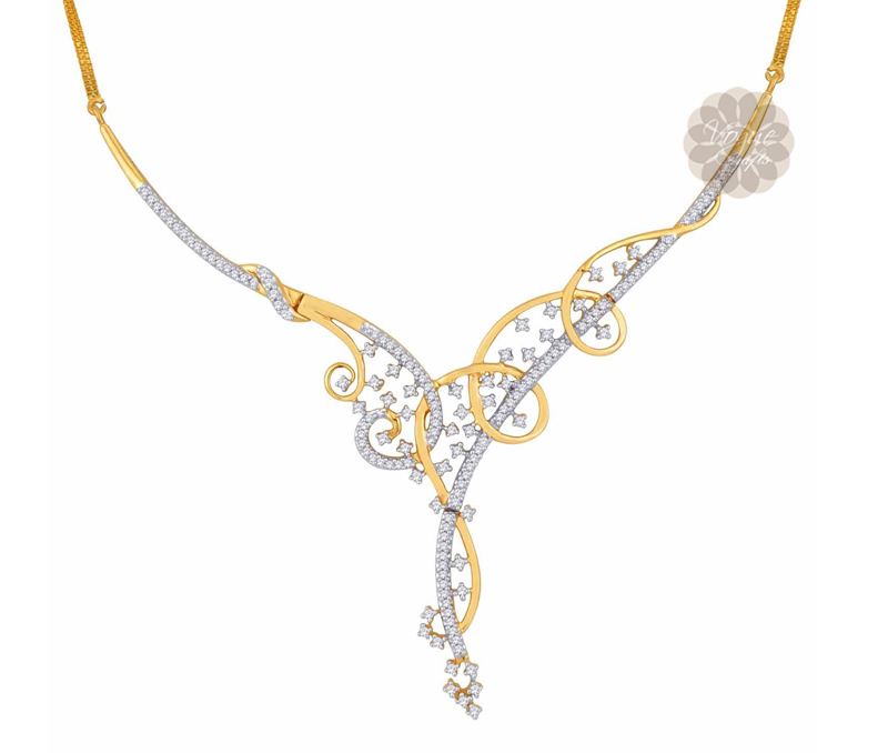 Vogue Crafts & Designs Pvt. Ltd. manufactures Gold and Diamond Swirl Necklace at wholesale price.