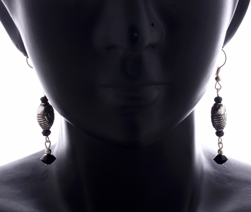 Vogue Crafts & Designs Pvt. Ltd. manufactures Black and Silver Drop Earrings at wholesale price.