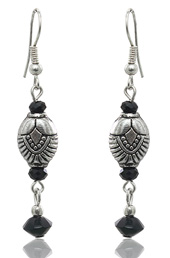 Vogue Crafts and Designs Pvt. Ltd. manufactures Black and Silver Drop Earrings at wholesale price.