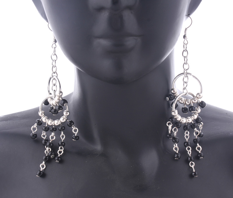 Vogue Crafts & Designs Pvt. Ltd. manufactures Cascading Black Earrings at wholesale price.