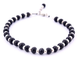 Black and Silver Beads Anklet
