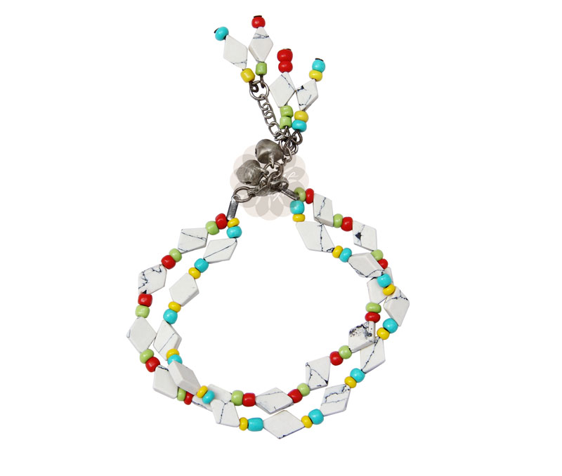 Vogue Crafts & Designs Pvt. Ltd. manufactures Textured White Bead Anklet at wholesale price.