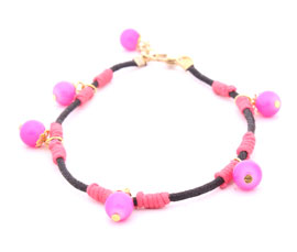 Vogue Crafts and Designs Pvt. Ltd. manufactures Black and Pink String Anklet at wholesale price.