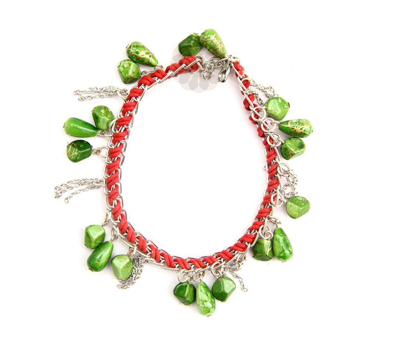 Vogue Crafts & Designs Pvt. Ltd. manufactures Textured Green Bead Anklet at wholesale price.