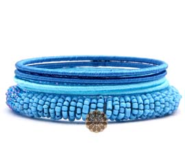 Vogue Crafts and Designs Pvt. Ltd. manufactures Blue Beaded and Silk Thread Bangles at wholesale price.