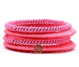 Vogue Crafts and Designs Pvt. Ltd. manufactures Beaded Pink Bangle Stack at wholesale price.