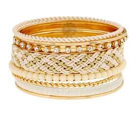 Vogue Crafts and Designs Pvt. Ltd. manufactures White Ethnic Bangle Stack at wholesale price.