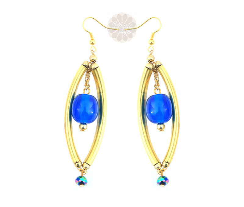 Vogue Crafts & Designs Pvt. Ltd. manufactures Long Blue Bead Earrings at wholesale price.