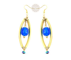 Vogue Crafts and Designs Pvt. Ltd. manufactures Long Blue Bead Earrings at wholesale price.