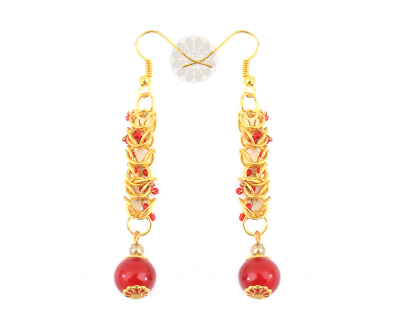 Vogue Crafts & Designs Pvt. Ltd. manufactures Long Red Bead Earrings at wholesale price.