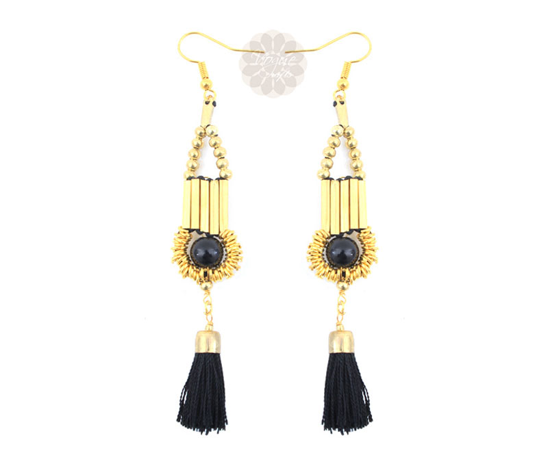Vogue Crafts & Designs Pvt. Ltd. manufactures Black Tassel Drop Earrings at wholesale price.