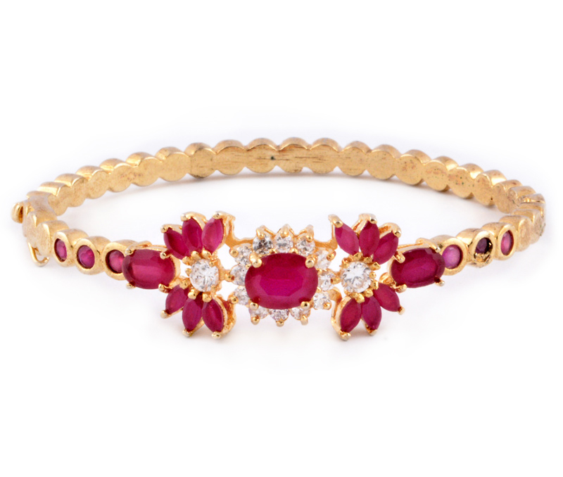 Vogue Crafts & Designs Pvt. Ltd. manufactures Maroon Stone Golden Bracelet at wholesale price.
