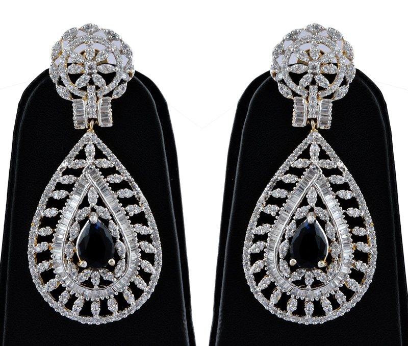 Vogue Crafts & Designs Pvt. Ltd. manufactures Brass American Diamond Earrings with Topaz at wholesale price.
