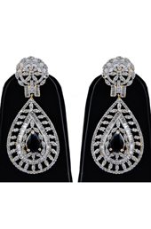 Brass American Diamond Earrings with Topaz