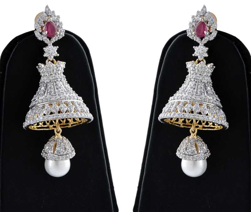 Vogue Crafts & Designs Pvt. Ltd. manufactures Dangler Brass earrings with Pearl and Rubi at wholesale price.