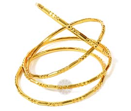 Vogue Crafts and Designs Pvt. Ltd. manufactures Harmoniously Together Set of Golden Bangles at wholesale price.