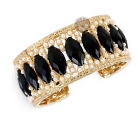 Vogue Crafts and Designs Pvt. Ltd. manufactures Black Beauty Golden Cuff Bracelets at wholesale price.