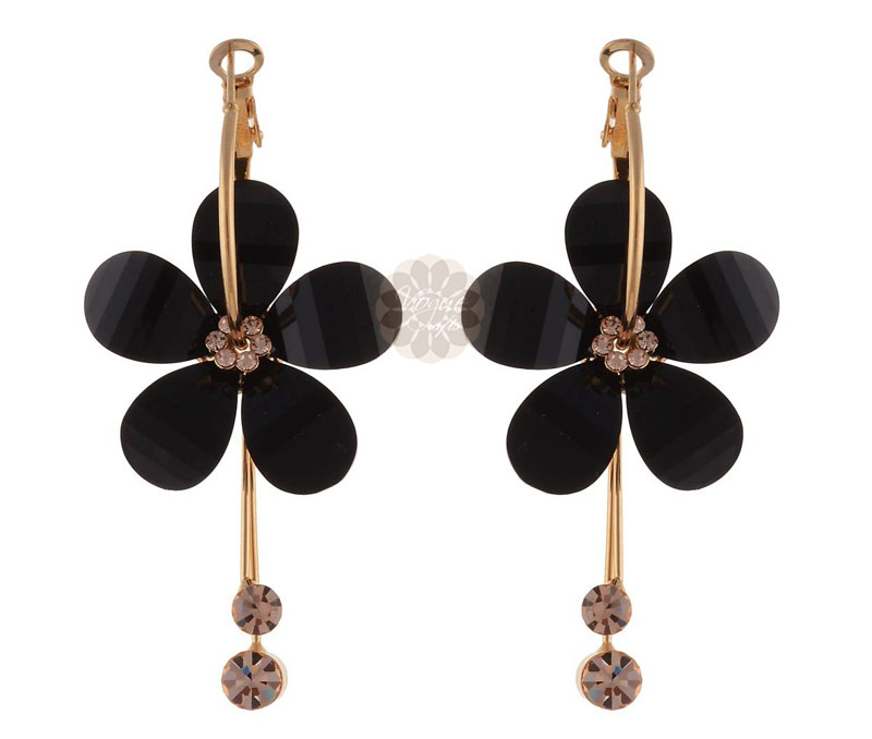 Vogue Crafts & Designs Pvt. Ltd. manufactures Black Floral Drop Earrings at wholesale price.