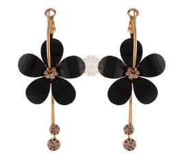 Black Floral Drop Earrings