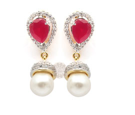 Vogue Crafts and Designs Pvt. Ltd. manufactures Rose Pearl Drop Earrings at wholesale price.
