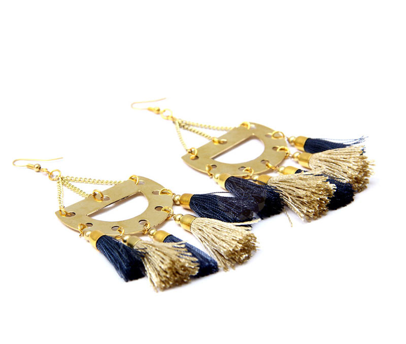 Vogue Crafts & Designs Pvt. Ltd. manufactures Tasseled Gold Navy Earring at wholesale price.