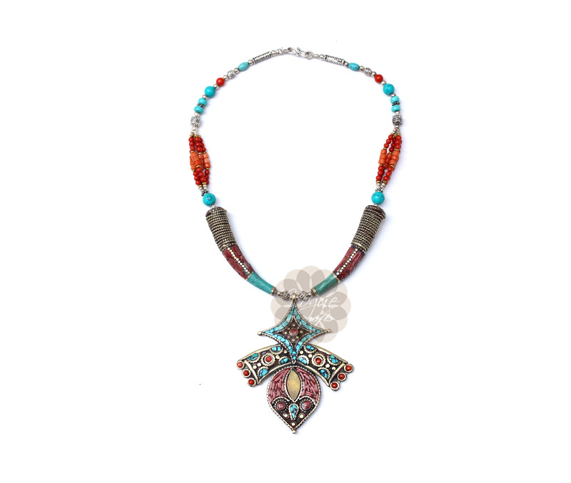 Vogue Crafts & Designs Pvt. Ltd. manufactures Multicolor Tibetan Teardrop Necklace at wholesale price.