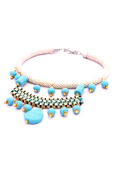 Vogue Crafts and Designs Pvt. Ltd. manufactures Blue Beads and Chain Necklace at wholesale price.