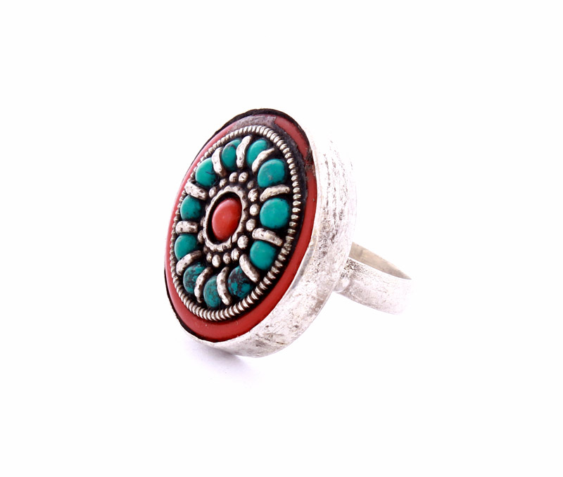 Vogue Crafts & Designs Pvt. Ltd. manufactures Turquoise Dots Ring at wholesale price.