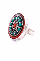 Vogue Crafts and Designs Pvt. Ltd. manufactures Turquoise Dots Ring at wholesale price.