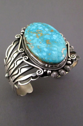 Turquoise Stone Thick Silver Cuff