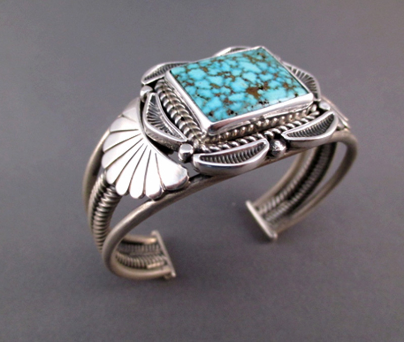 Vogue Crafts & Designs Pvt. Ltd. manufactures Square Turquoise Stone Silver Cuff at wholesale price.