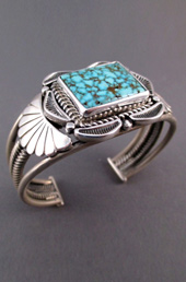 Vogue Crafts and Designs Pvt. Ltd. manufactures Square Turquoise Stone Silver Cuff at wholesale price.