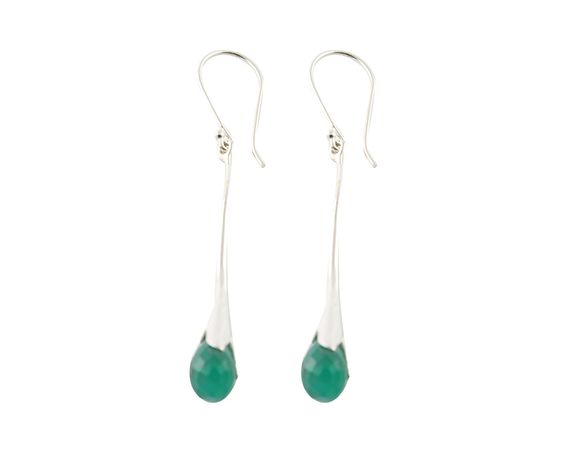 Vogue Crafts & Designs Pvt. Ltd. manufactures Green Stone Drops Silver Earrings at wholesale price.