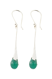 Vogue Crafts and Designs Pvt. Ltd. manufactures Green Stone Drops Silver Earrings at wholesale price.