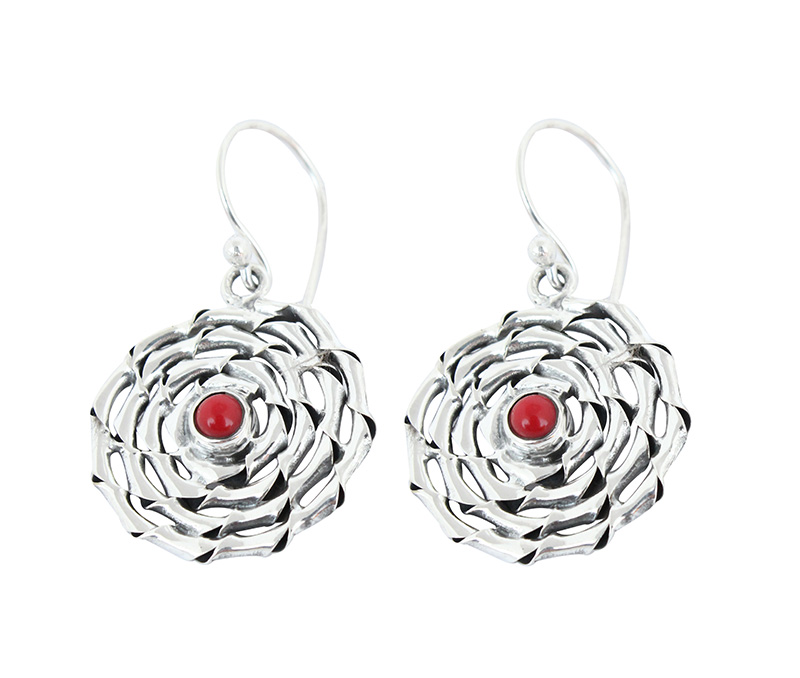 Vogue Crafts & Designs Pvt. Ltd. manufactures Red Stone Illusion Silver Earrings at wholesale price.