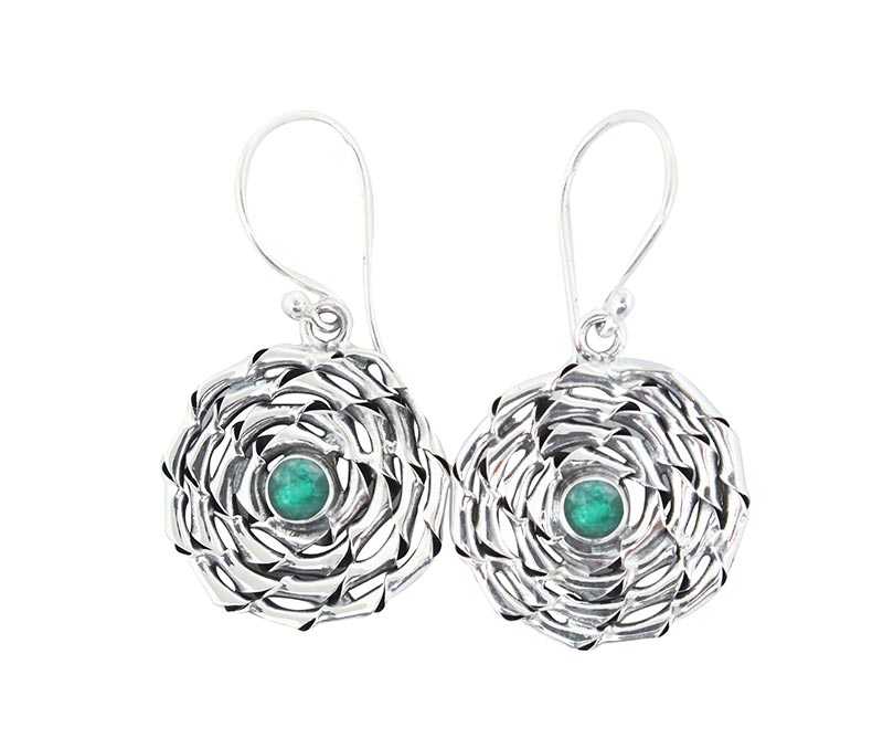 Vogue Crafts & Designs Pvt. Ltd. manufactures Textured Stone Illusion Silver Earrings at wholesale price.