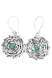 Vogue Crafts and Designs Pvt. Ltd. manufactures Textured Stone Illusion Silver Earrings at wholesale price.